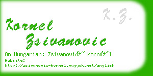 kornel zsivanovic business card